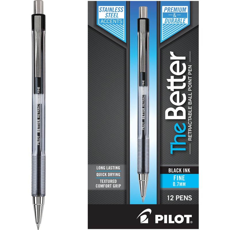 PILOT Pen 30000 The Better Ball Point Pen Refillable & Retractable Ballpoint Pens, Fine Point, Black Ink, 12-Pack - Image 1